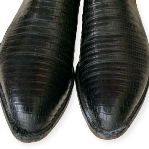 Lucchese Boots Genuine 1 piece Lizard bottoms & Goat Top Leather Black 10.5 EE - Picture 5 of 16
